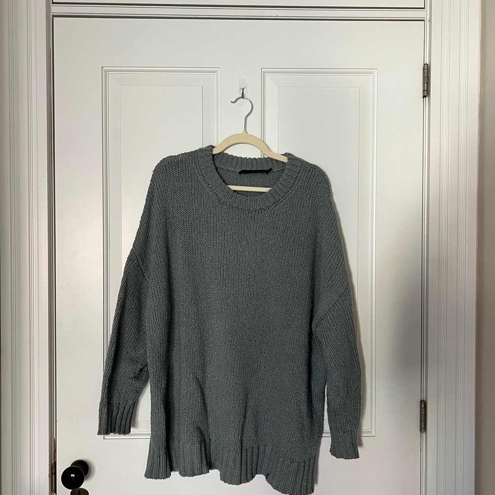 Jenni Kayne Slate Blue Foster Cotton Oversized Sweater